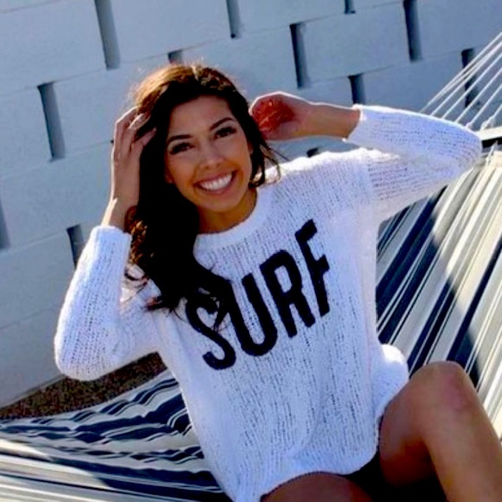 AERIE - White SURF sweater - preppy, boho, surfer: Like New